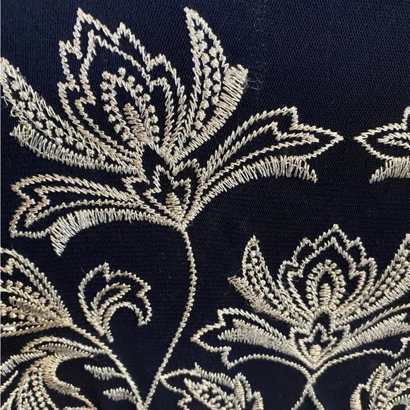 INC international concepts Y2k blue floral sheer mesh embroidered top - Picture 6 of 8